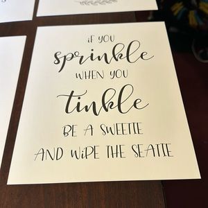 Funny Bathroom signs on thick heavy paper New 8x11 you will get all (6)